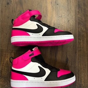 Nike Black and Pink High-Top Sneakers